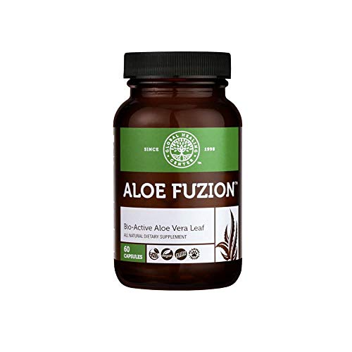Product Cover Global Healing Center Aloe Fuzion Bio-Active Aloe Vera Leaf Supplement | 200x Concentrate Formula Made from Organic Aloe with Highest Concentration of Acemannan | Aloin-Free | 60 Capsules