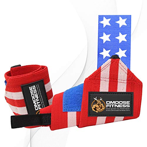 Product Cover DMoose Fitness Wrist Wraps - Premium Quality, Strong Fastening Straps, Thumb Loops - Maximize Your Weightlifting, Powerlifting, Bodybuilding, Strength Training & Crossfit ...