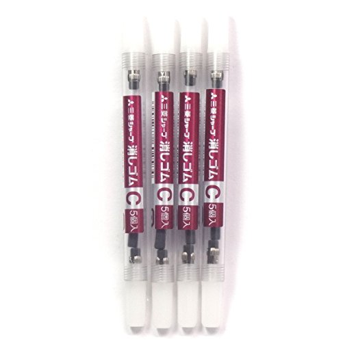 Product Cover Uni-ball Mechanical Pencil Eraser Refill (SKC), for KURU TOGA, Uni Alpha-Gel Slim, and SHIFT × 4 Pack/total 20 pcs (Japan Import) [Komainu-Dou Original Package]