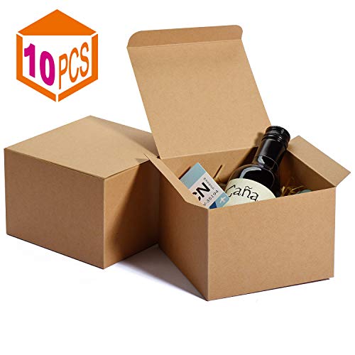 Product Cover MESHA Kraft Boxes 5 x 5 x 3.5 Inches, Brown Paper Gift Boxes with Lids for Gifts, Crafting, Cupcake Boxes,Boxes for Wrapping Gifts,Bridesmaid Proposal Boxes (10PACK)