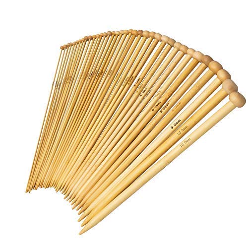 Product Cover 36PCS Bamboo Knitting Needles, Single Pointed Carbonized Knitting Needles, 18 Sizes, 2.0mm-10.0mm, Use for Handmade Creative DIY