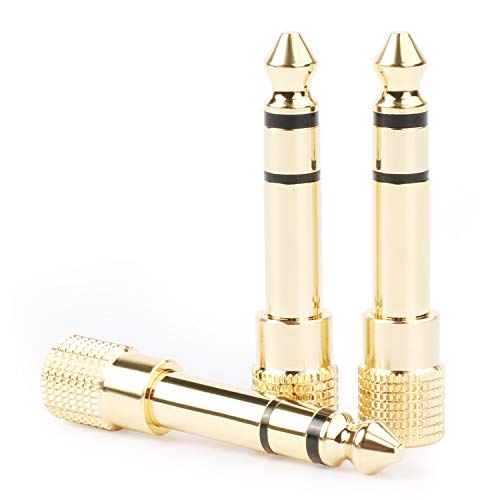 Product Cover Postta 6.35mm (1/4 inch) to 3.5mm (1/8 inch) Stereo Audio Adapter Male to Female Gold Plated-3Pack