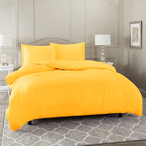 Product Cover Nestl Bedding Duvet Cover 3 Piece Set - Ultra Soft Double Brushed Microfiber Hotel Collection - Comforter Cover with Button Closure and 2 Pillow Shams, Yellow - King 90