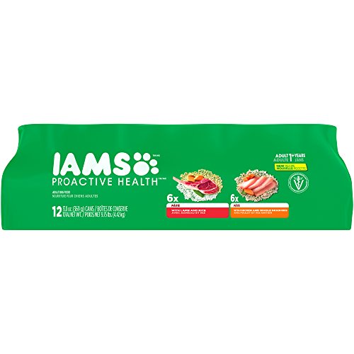 Product Cover Iams Proactive Health Adult Multipack With Chicken And Whole Grain Rice Pate And With Lamb And Rice Pate Wet Dog Food 13.0 Ounces (Pack Of 12)