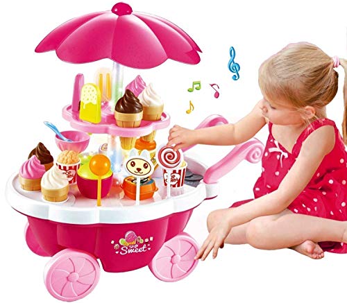 Product Cover Toyshine Ice Cream Kitchen Play Cart Kitchen Set Toy with Lights and Music, Pink