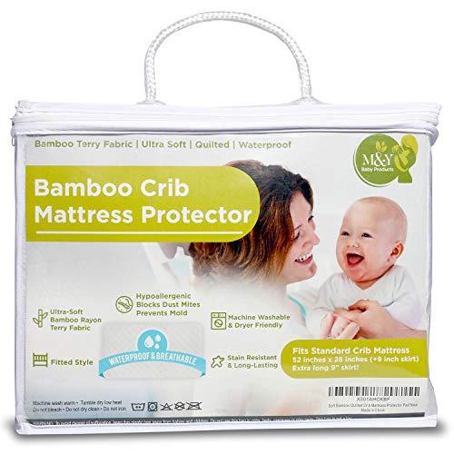 Product Cover M&Y Crib Mattress Protector, 52x28x9 in, Bamboo Ultra-Soft, 100% Waterproof, Fitted & Quilted Pad, Stain Protection Mattress Cover for Baby & Toddler, Noiseless, Dryer Friendly, Hypoallergenic
