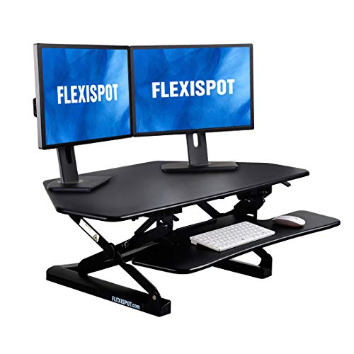 Product Cover FlexiSpot Standing Desk - 41 Inch Cubicles Corner Desk Riser Computer Riser Fit Dual Monitor with Removable Keyboard Tray (M4B-Corner-Black)