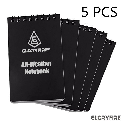 Product Cover GLORYFIRE Waterproof Notebook All Weather Shower Pocket Tactical Notepad with Cover Steno Pad Memo Book with Green Grid Paper for Outdoor Activities Recording Green Journals to Write 5 PCS 3