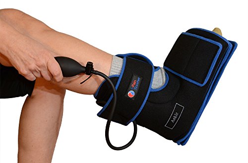 Product Cover Ankle Cold Compression Therapy Wrap - Reusable Gel Pack and Ball Pump - Xtra Cold Retention - Best Ice Wrap for Achilles Tendon Pain, Foot Sprain & Strain Relief - Sports Injuries (Black)
