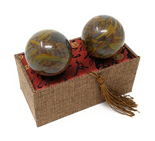 Product Cover Bamboo Pattern Cyan Nuwa Marble Stone Chinese Healthy Exercise Massage Baoding Balls