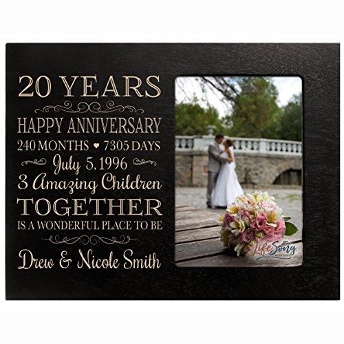 Product Cover LifeSong Milestones Personalized Twenty Year for her him Couple Custom Engraved Wedding Gift for Husband Wife Girlfriend Boyfriend Photo Frame Holds 4x6 Photo (Black)