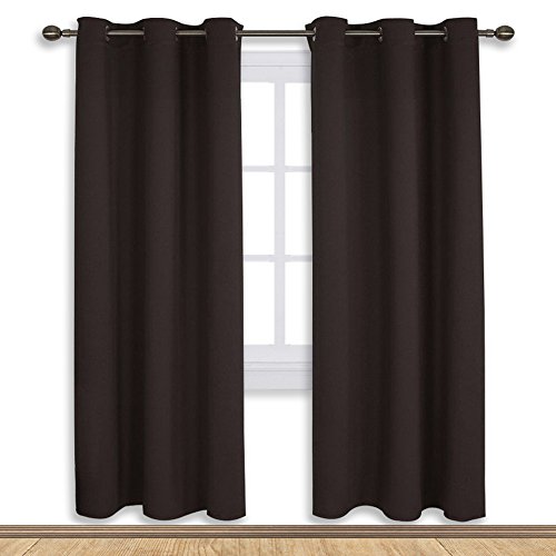 Product Cover NICETOWN Blackout Curtain Panels for Kids Room, Energy Smart Thermal Insulated Solid Grommet Top Blackout Draperies/Drapes (2 Panels,42-Inch x 72-Inch,Toffee Brown)