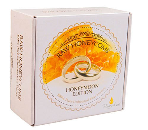 Product Cover Honey Land Elegant Wedding Gift Box for Bride and Groom 100% Pure Unfiltered Sweet Honeycomb Honeymoon Edition Newlywed Kosher Couple 12.6oz/360gr, Healthy Carbs NO Pesticides Chemicals