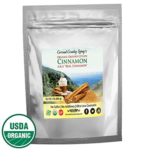 Product Cover Organic Ceylon Cinnamon Powder Ground 1 lb, Raw, True Cinnamon from Ceylon, Premium Grade