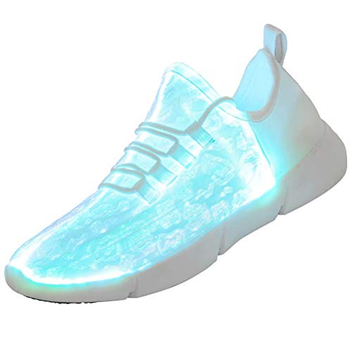 Product Cover softance Fiber Optic LED Shoes Light Up Sneakers for Women Men with USB Charging Flashing Festivals Party Dance Luminous Kids Shoes White, 13