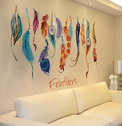 Product Cover FUNIC Classic Creative Dream Catcher Feather Wall Sticker Art Decal Mural