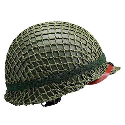 Product Cover Replica WW2 US M1 Helmet Steel Field Green with Net Cover Eye Belt Reproduction
