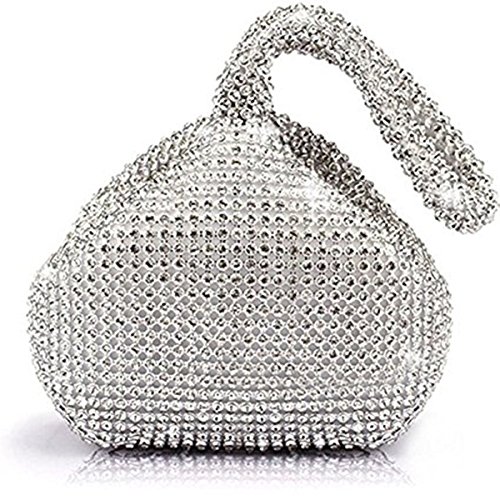 Product Cover Mogor Women's Triangle Bling Glitter Purse Crown Box Clutch Evening Luxury Bags Party Prom Silver