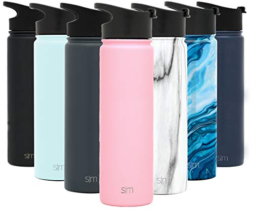 Product Cover Simple Modern 22 Ounce Summit Water Bottle - Stainless Steel Tumbler Metal Flask +2 Lids - Wide Mouth Double Wall Vacuum Insulated Pink Leakproof -Blush