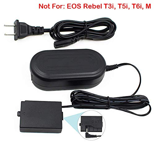 Product Cover ACK-E10, FlyHi ACK-E10 AC Power Adapter DR-E10 DC Coupler Charger Kit (Replacement for LP-E10) for Canon EOS Rebel T3, T5, T6, T7, T100 Kiss X50, Kiss X70, EOS 1100D, 1200D, 1300D, 2000D, 4000D.
