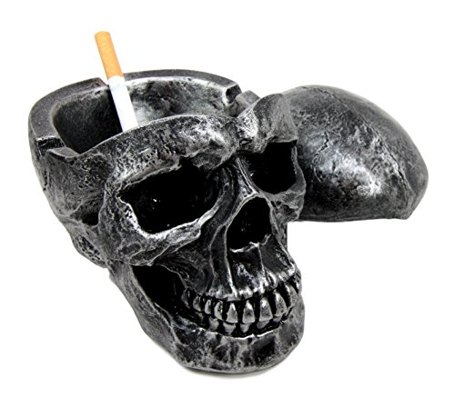 Product Cover Ebros Death Curse Gothic Metallica Human Skull Ashtray Resin Figurine Day Of The Dead Halloween Spooky Decor Cigarette Ashtray With Lid