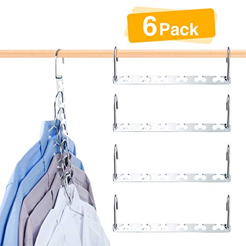 Product Cover HOUSE DAY 6 Pack Metal Magic Hangers Space Saving Hangers Closet Space Saving Wardrobe Clothing Hanger Oragnizer, Updated Hook Design