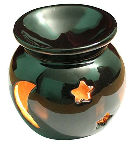Product Cover Sale Offer - abhandicrafts - Ceramic - Essential Oil Burner, Perfect Handmade Fragrance Wax for Fragrance & Aromatherapy - Great Decoration for Living Room, Balcony, Porch & Garden (Black)
