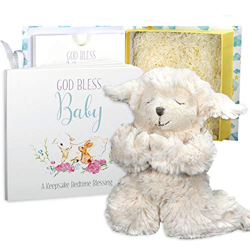 Product Cover Baby Gift Set with Praying Musical Lamb and Prayer Book in Keepsake Box for Boys and Girls