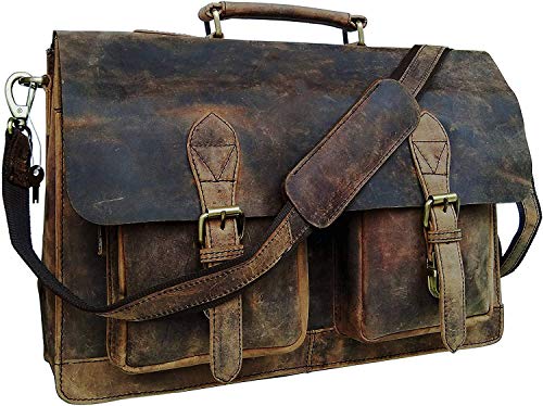 Product Cover cuero Retro Buffalo Hunter Leather Laptop Messenger Bag Office Briefcase College Bag (15 inch)