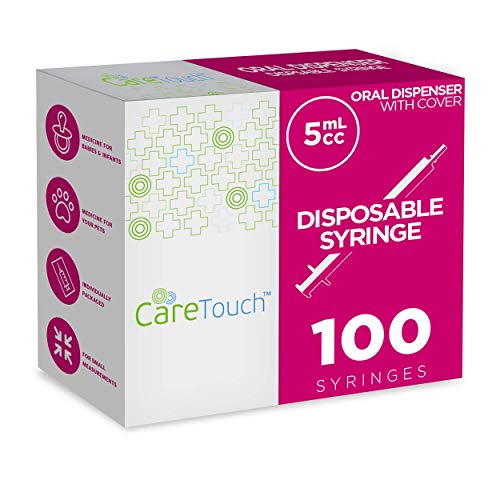 Product Cover 5ml Oral Syringe - 100 Syringes with Covers by Care Touch - Great for Oral Medicine and Home Care