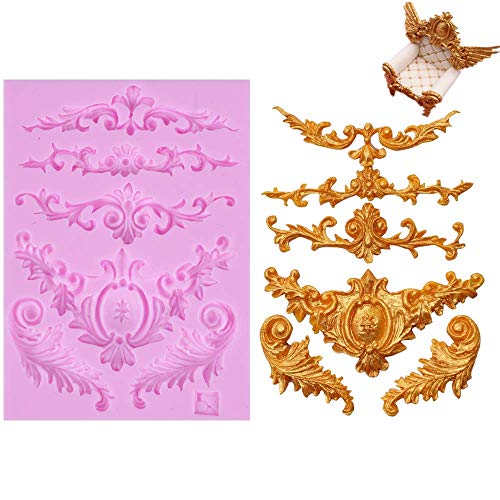 Product Cover Efivs Arts DIY 3D Sculpted Flower royal Lace baroque scroll Silicone Mold Fondant Mold Cupcake Cake Decoration Tool