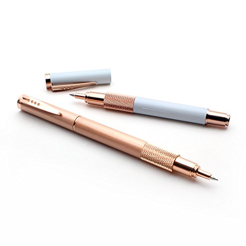 Product Cover Rose Gold Rollerball Gel Ink Pens For Women - Fancy Writing Pen Gift Set, Black Ink by Elmina