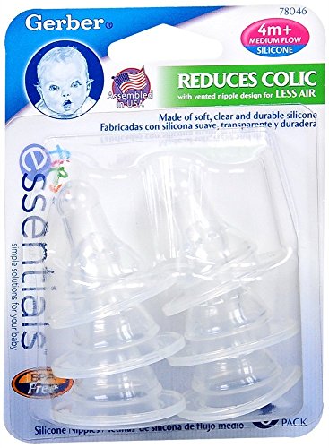 Product Cover NUK Gerber First Essentials Silicone Nipples, Medium Flow, 4+ Months, 6 ct