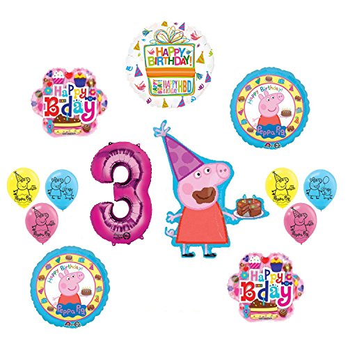 Product Cover Mayflower Products Peppa Pig Pink 3rd Birthday Party Balloon Supplies and Decorations kit