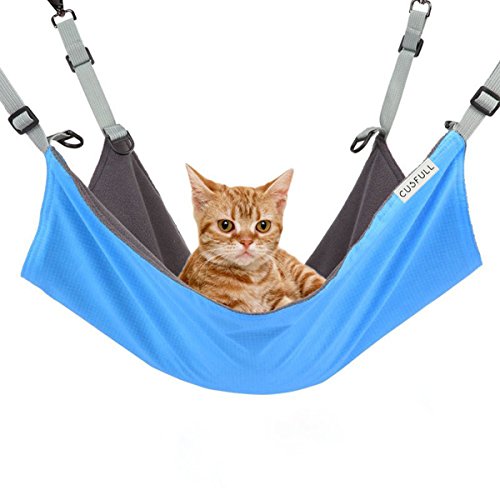 Product Cover CUSFULL Cat Hammock Bed Comfortable Hanging Pet Hammock Bed for Cats/Small Dogs/Rabbits/Other Small Animals 22 x17 in (Blue)