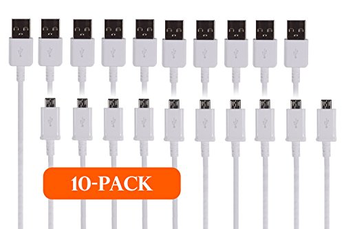Product Cover TekSonic 10-Pack Micro USB Cable Wholesale Lot (Bulk 1 M/3.3 ft Universal Charging Sync and Charge Micro USB to USB A Cords, Data Cable for Samsung Galaxy, HTC, LG, Android, Windows Phone