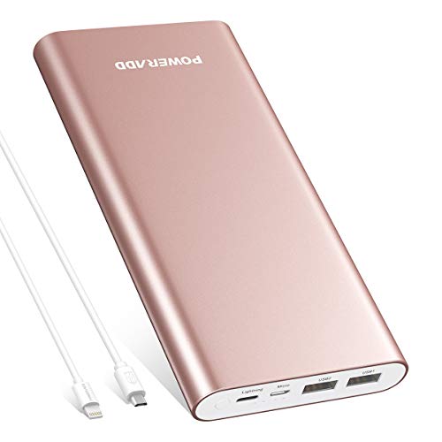 Product Cover Poweradd Pilot 4GS Plus 20000mAh Power Bank with 8-Pin& Micro Input, 3.6A Fast Charger for iPhone, iPad, Samsung, LG, HTC and More - Rose Gold (MFi 8 Pin, USB Cable Included)
