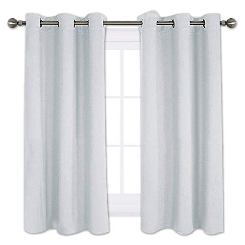 Product Cover NICETOWN Room Darkening Curtain Panels for Bedroom -Easy Care Solid Thermal Insulated Grommet Room Darkening Draperies/Drapes (2 Panels,42 by 54,Platinum-Greyish White)