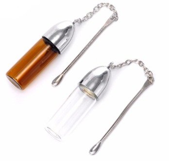 Product Cover iSnuff Small Glass Bottle with Snuff Spoon 2-Pack - Sniffer Bullet Glass Vial