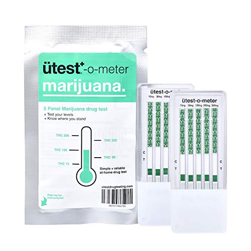 Product Cover UTest-O-Meter 5 Level THC Marijuana Drug Test Strips - 15 ng/mL, 50 ng/mL, 100 ng/mL, 200 ng/mL and 300 ng/mL, Single Use (2-Pack)