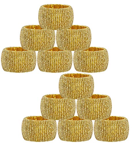 Product Cover COTTON CRAFT - 12 Pack Beaded Napkin Ring Set - Gold - Hand Made by Skilled artisans - A Beautiful complement to Your Dinner Table décor