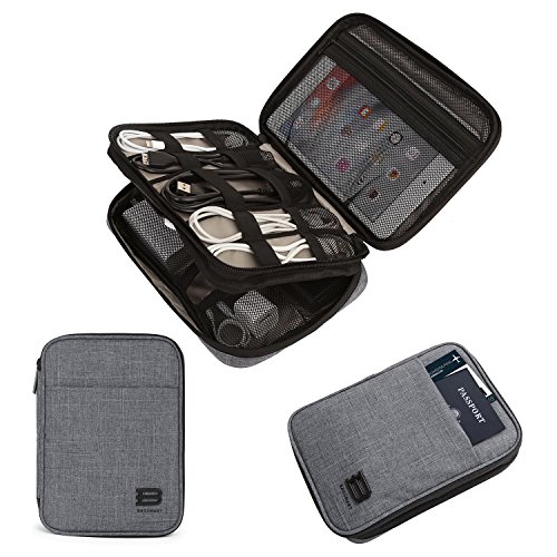 Product Cover BAGSMART Electronic Organizer Double-Layer Travel Cable Organizer Electronics Accessories Cases for Cables, iPhone, Kindle, Grey