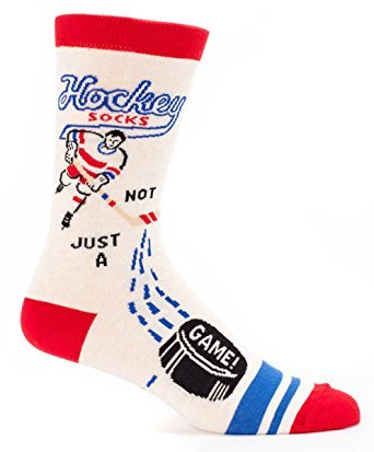 Product Cover Blue Q Hockey Men's Crew Socks - Not Just A Game, Men's shoe size 7-12