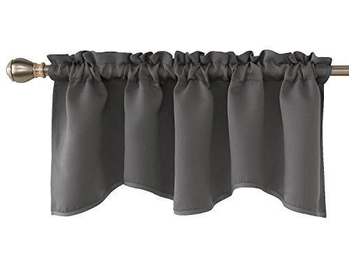 Product Cover Deconovo Window Curtain Valances for Kitchen Solid Scalloped Valance Short Curtains 42x18 Inch Light Grey 1 Drape