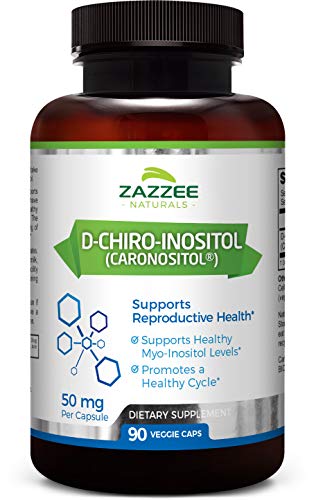 Product Cover Zazzee D-Chiro-Inositol, 90 Veggie Capsules, 50 mg per Capsule, 3-Month Supply, Ideal Dosage for 40:1 Ratio with Myo-Inositol, Vegan, Non-GMO and All-Natural