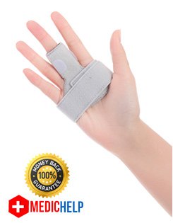 Product Cover The Original MedicHelp Adjustable Trigger Finger Splint for Alleviating Finger Locking, Popping, Curved & Pain Relief from Stenosing with Innovative Foam for Maximum Comfort | Designed in The UK
