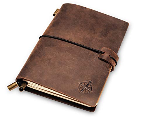 Product Cover Wanderings Leather Pocket Notebook - Small, Refillable Travel Journal - Passport Size, Perfect for Writing, Gifts, Travelers, Professionals, as a Diary or Pocket Journal. Small Size - 5.1 x 4 inches