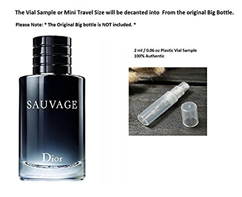 Product Cover Dior Sauvage Men's Eau De Toilette Mini Travel Size Spray 2 ml / 0.06 Oz Plastic Vial Sample