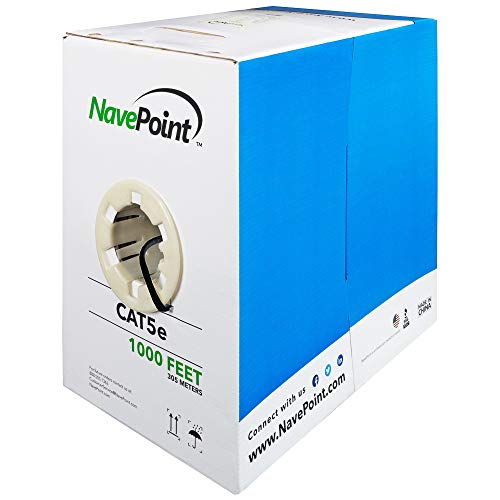 Product Cover NavePoint CAT5e (CCA), 1000ft, Black, Solid Bulk Ethernet Cable, 24AWG 4 Pair, Unshielded Twisted Pair (UTP)