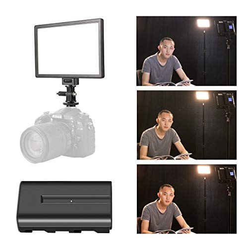 Product Cover SUPON LED-L122T RA CRI95 Super Slim LCD Display Lighting Panel,Portable Dimmable 3300K-5600K LED Video Light Compatible for Canon,Nikon,Pentax,Sony,Olympus Cameras&Camcorder,Shooting& NP-F550 Battery
